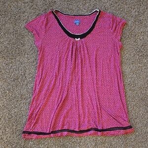 Pink Polka Dot Top with Black Trim
